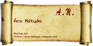 Ács Mátyás névjegykártya
