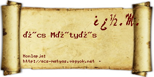 Ács Mátyás névjegykártya